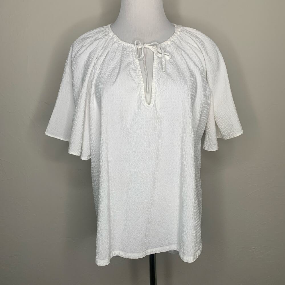A New Day White Seersucker Fabric Oversized Top Sz Large